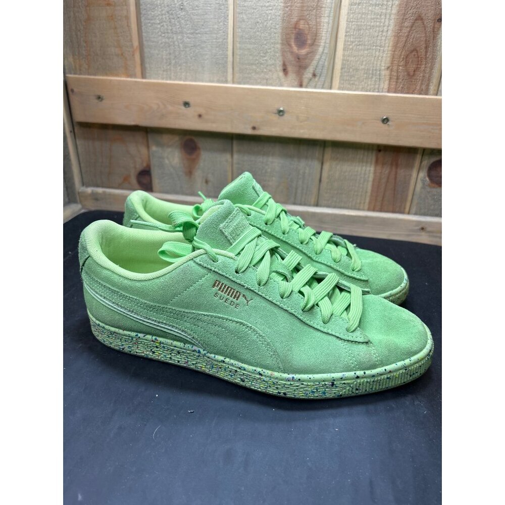 PUMA Suede Triplex Mono Neon Green Sneakers Size 9